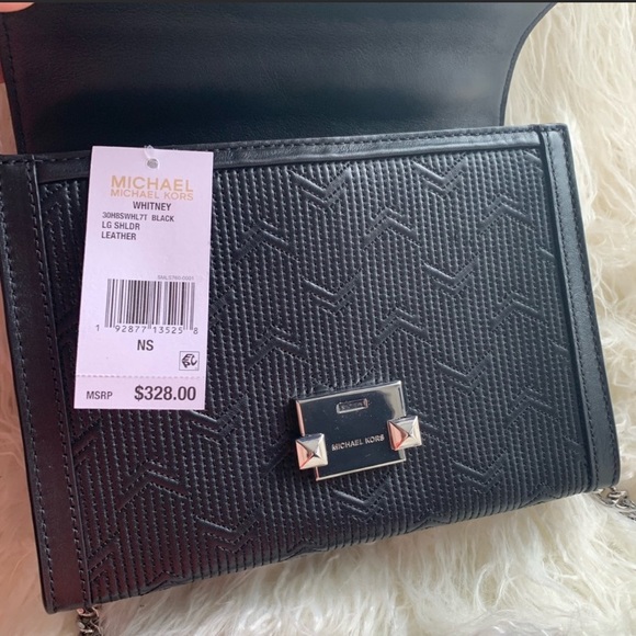 Black Leather Michael Kors Cross Body Bag Whitney - Picture 2 of 5
